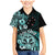 Aotearoa Kia Ora New Zealand Ta Moko Turquoise Version Family Matching Mermaid Dress and Hawaiian Shirt LT01 Son's Shirt Turquoise - Polynesian Pride