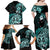 Aotearoa Kia Ora New Zealand Ta Moko Turquoise Version Family Matching Off Shoulder Maxi Dress and Hawaiian Shirt LT01 - Polynesian Pride