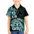 Aotearoa Kia Ora New Zealand Ta Moko Turquoise Version Family Matching Short Sleeve Bodycon Dress and Hawaiian Shirt LT01 Son's Shirt Turquoise - Polynesian Pride