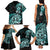 Aotearoa Kia Ora New Zealand Ta Moko Turquoise Version Family Matching Tank Maxi Dress and Hawaiian Shirt LT01 - Polynesian Pride