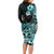 Aotearoa Kia Ora New Zealand Ta Moko Turquoise Version Long Sleeve Bodycon Dress LT01 - Polynesian Pride