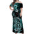 Aotearoa Kia Ora New Zealand Ta Moko Turquoise Version Off Shoulder Maxi Dress LT01 Women Turquoise - Polynesian Pride