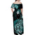 Aotearoa Kia Ora New Zealand Ta Moko Turquoise Version Off Shoulder Maxi Dress LT01 - Polynesian Pride