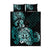 Aotearoa Kia Ora New Zealand Ta Moko Turquoise Version Quilt Bed Set LT01 Turquoise - Polynesian Pride