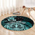 Aotearoa Kia Ora New Zealand Ta Moko Turquoise Version Round Carpet LT01 - Polynesian Pride