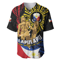 Personalized Lapulapu The First Filipino Hero Baseball Jersey Polynesian Pattern LT01 Black - Polynesian Pride
