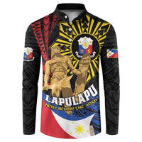 Personalized Lapulapu The First Filipino Hero Button Sweatshirt Polynesian Pattern LT01 Black - Polynesian Pride