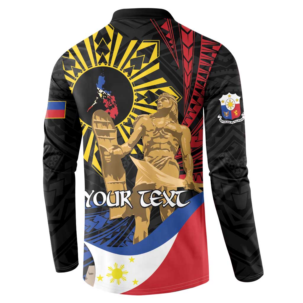 Personalized Lapulapu The First Filipino Hero Button Sweatshirt Polynesian Pattern LT01 - Polynesian Pride