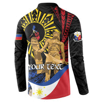 Personalized Lapulapu The First Filipino Hero Button Sweatshirt Polynesian Pattern LT01 - Polynesian Pride