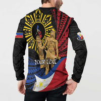 Personalized Lapulapu The First Filipino Hero Button Sweatshirt Polynesian Pattern LT01 - Polynesian Pride