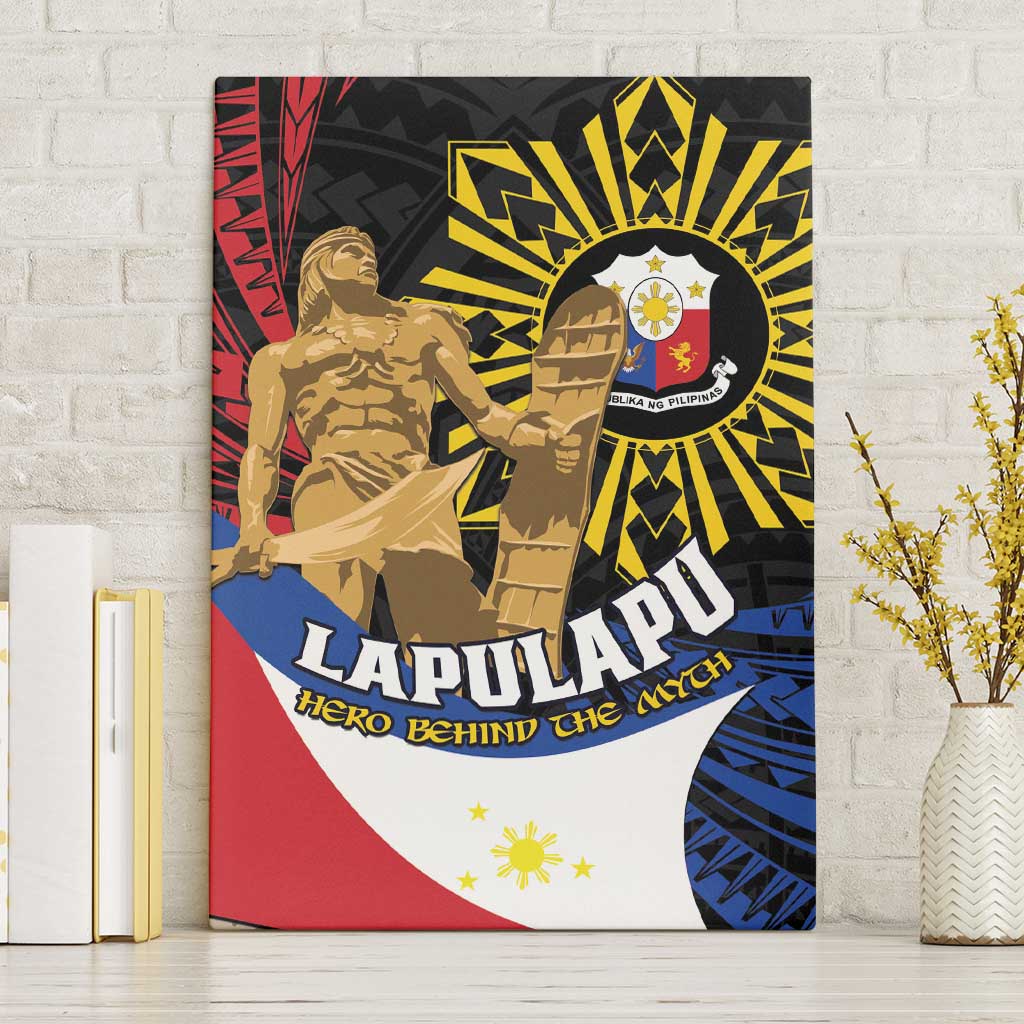Lapulapu The First Filipino Hero Canvas Wall Art Polynesian Pattern LT01 Without Frame Black - Polynesian Pride