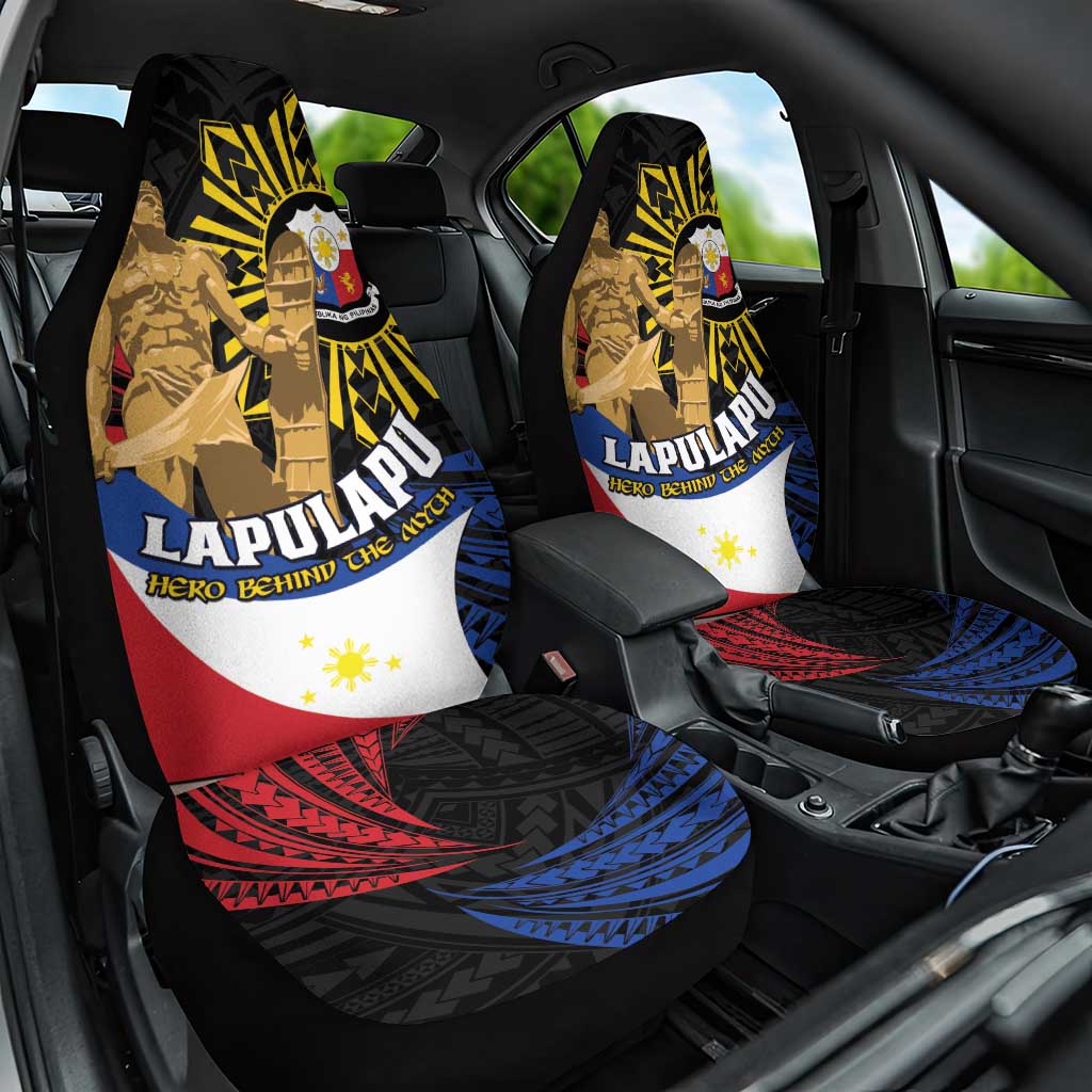 Lapulapu The First Filipino Hero Car Seat Cover Polynesian Pattern LT01 One Size Black - Polynesian Pride
