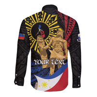Personalized Lapulapu The First Filipino Hero Long Sleeve Button Shirt Polynesian Pattern LT01 - Polynesian Pride