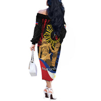 Personalized Lapulapu The First Filipino Hero Off The Shoulder Long Sleeve Dress Polynesian Pattern LT01 - Polynesian Pride