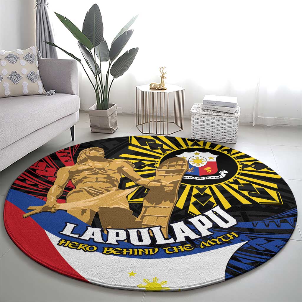 Lapulapu The First Filipino Hero Round Carpet Polynesian Pattern LT01 - Polynesian Pride