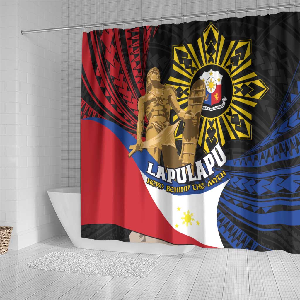 Lapulapu The First Filipino Hero Shower Curtain Polynesian Pattern LT01 - Polynesian Pride