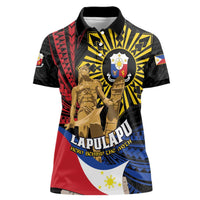 Personalized Lapulapu The First Filipino Hero Women Polo Shirt Polynesian Pattern LT01 Female Black - Polynesian Pride