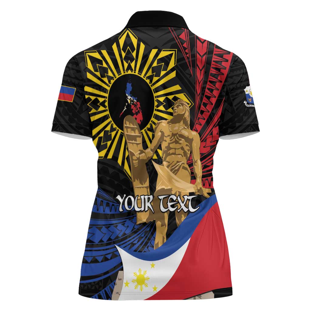 Personalized Lapulapu The First Filipino Hero Women Polo Shirt Polynesian Pattern LT01 - Polynesian Pride