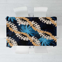 Puakenikeni Maile Lei Tablecloth Frangipani Blue Tropical Leaves LT01 Blue - Polynesian Pride