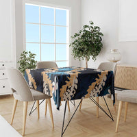 Puakenikeni Maile Lei Tablecloth Frangipani Blue Tropical Leaves LT01 - Polynesian Pride