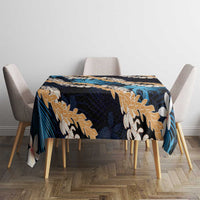 Puakenikeni Maile Lei Tablecloth Frangipani Blue Tropical Leaves LT01 - Polynesian Pride