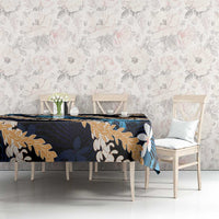 Puakenikeni Maile Lei Tablecloth Frangipani Blue Tropical Leaves LT01 - Polynesian Pride