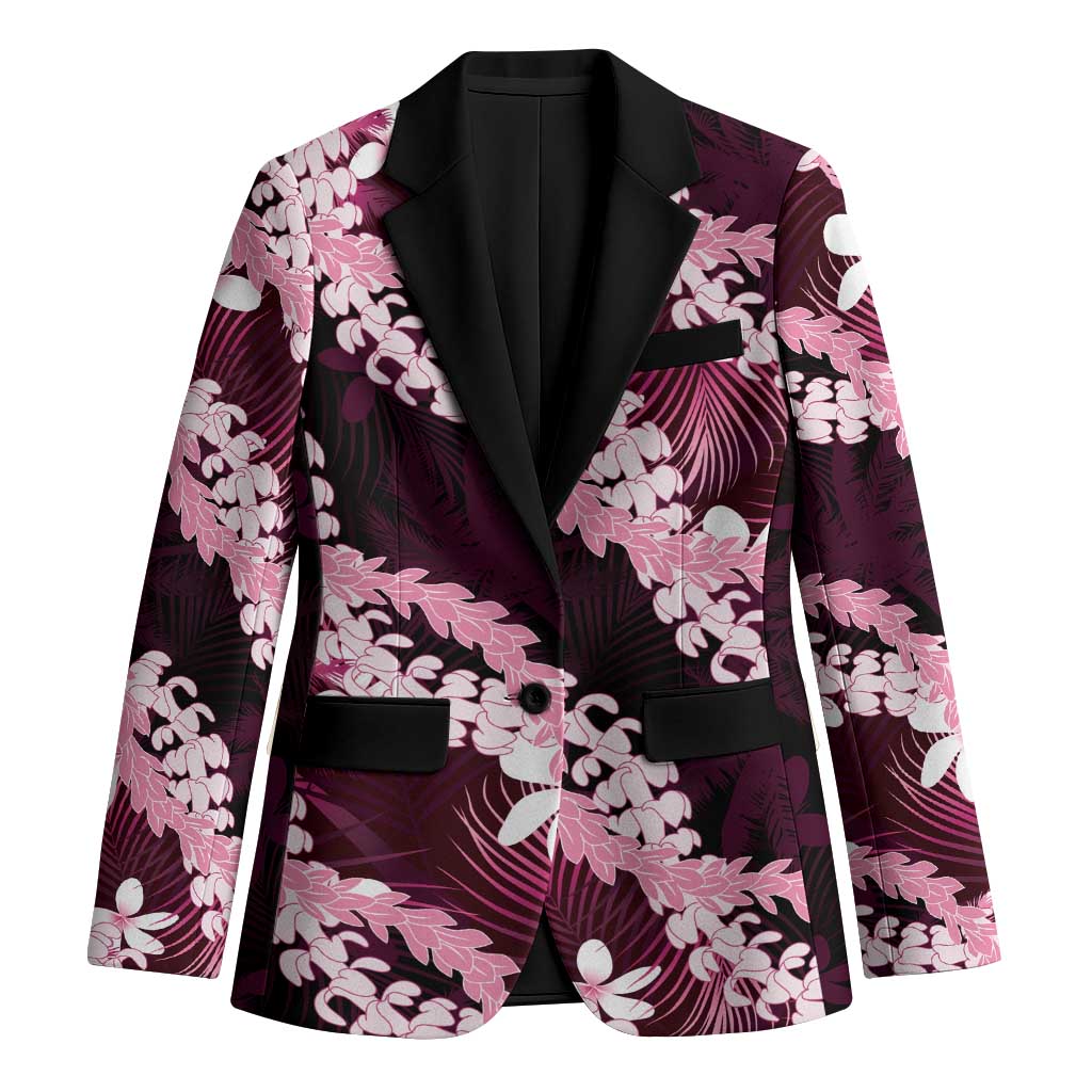 Puakenikeni Maile Lei Blazer Frangipani Pink Tropical Leaves LT01 Unisex Pink - Polynesian Pride