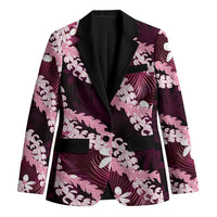 Puakenikeni Maile Lei Blazer Frangipani Pink Tropical Leaves LT01 Unisex Pink - Polynesian Pride