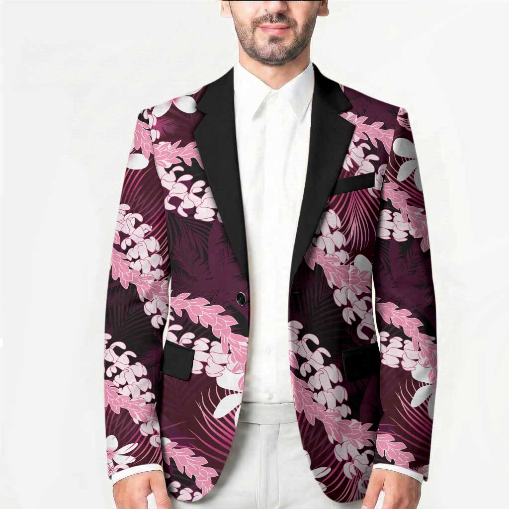 Puakenikeni Maile Lei Blazer Frangipani Pink Tropical Leaves LT01 - Polynesian Pride
