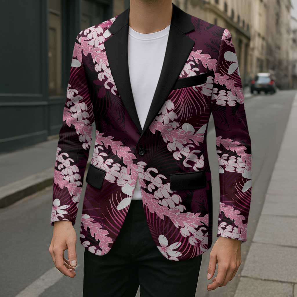 Puakenikeni Maile Lei Blazer Frangipani Pink Tropical Leaves LT01 - Polynesian Pride