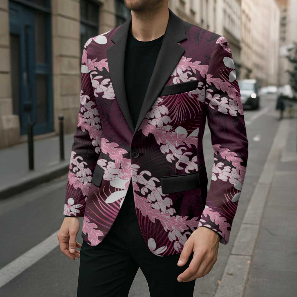 Puakenikeni Maile Lei Blazer Frangipani Pink Tropical Leaves LT01 - Polynesian Pride