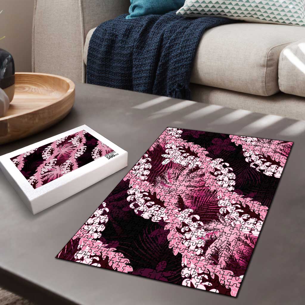 Puakenikeni Maile Lei Puzzle Frangipani Pink Tropical Leaves LT01 - Polynesian Pride