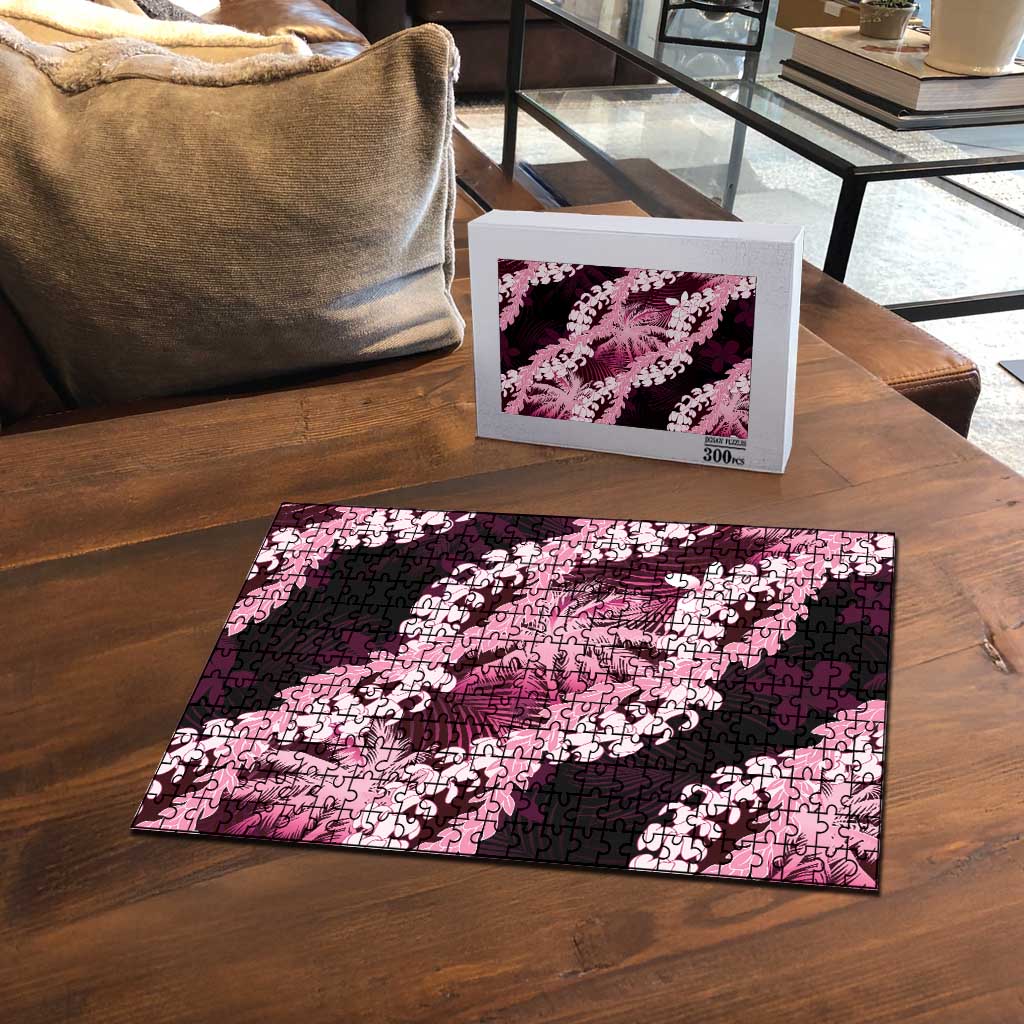 Puakenikeni Maile Lei Puzzle Frangipani Pink Tropical Leaves LT01 - Polynesian Pride
