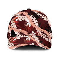 Puakenikeni Maile Lei Classic Cap Frangipani Red Tropical Leaves LT01 Universal Fit Red - Polynesian Pride