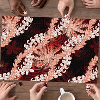 Puakenikeni Maile Lei Puzzle Frangipani Red Tropical Leaves LT01 - Polynesian Pride