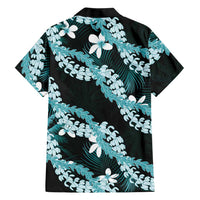Puakenikeni Maile Lei Hawaiian Shirt Frangipani Turquoise Tropical Leaves LT01 - Polynesian Pride