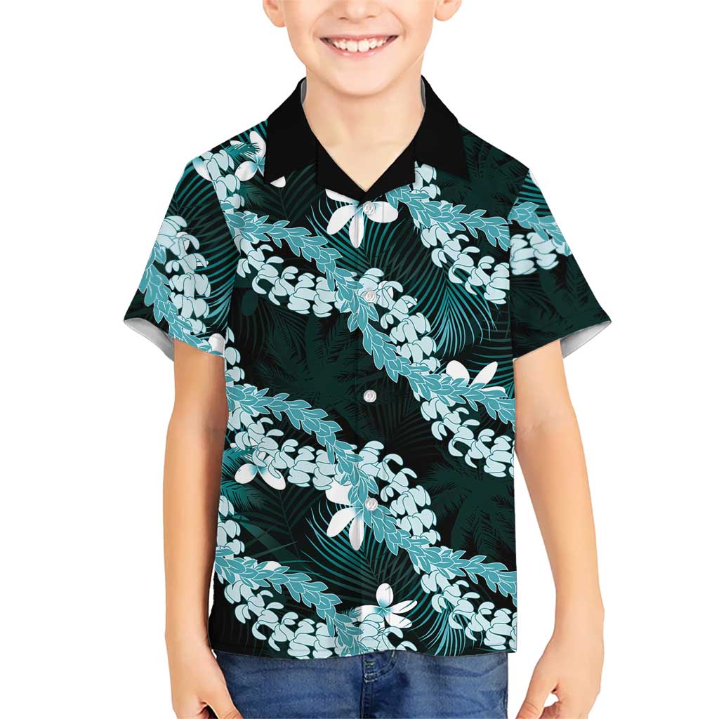 Puakenikeni Maile Lei Hawaiian Shirt Frangipani Turquoise Tropical Leaves LT01 - Polynesian Pride