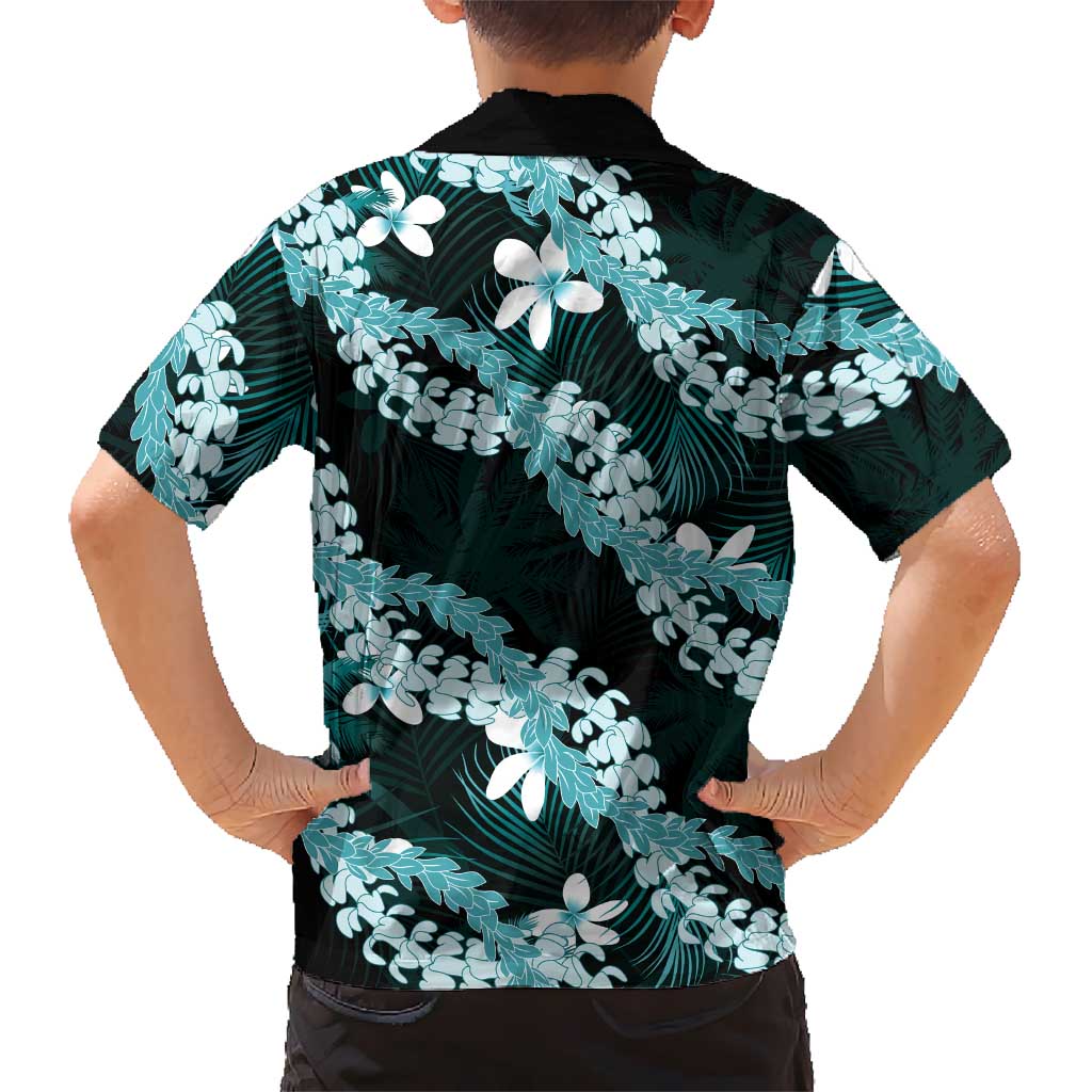 Puakenikeni Maile Lei Hawaiian Shirt Frangipani Turquoise Tropical Leaves LT01 - Polynesian Pride