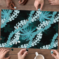 Puakenikeni Maile Lei Puzzle Frangipani Turquoise Tropical Leaves LT01 - Polynesian Pride