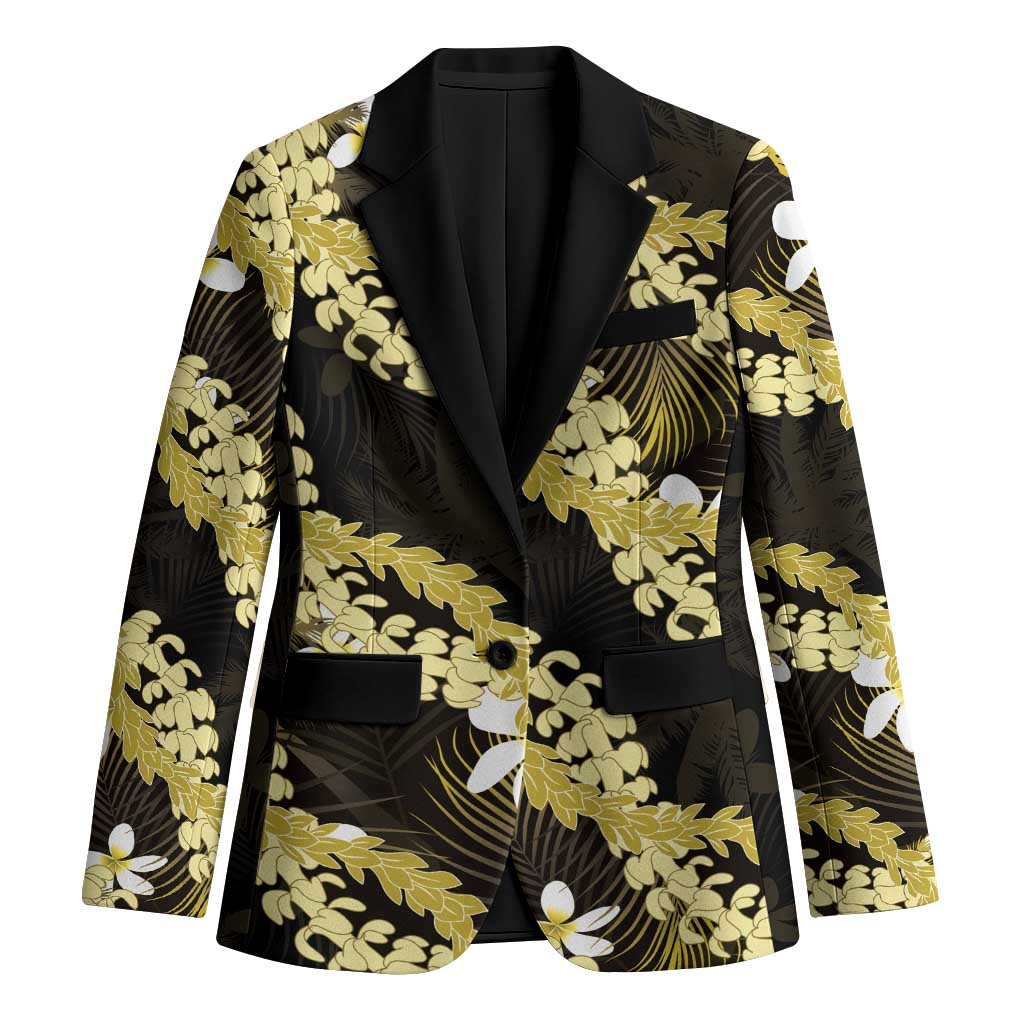 Puakenikeni Maile Lei Blazer Frangipani Yellow Tropical Leaves LT01 Unisex Yellow - Polynesian Pride