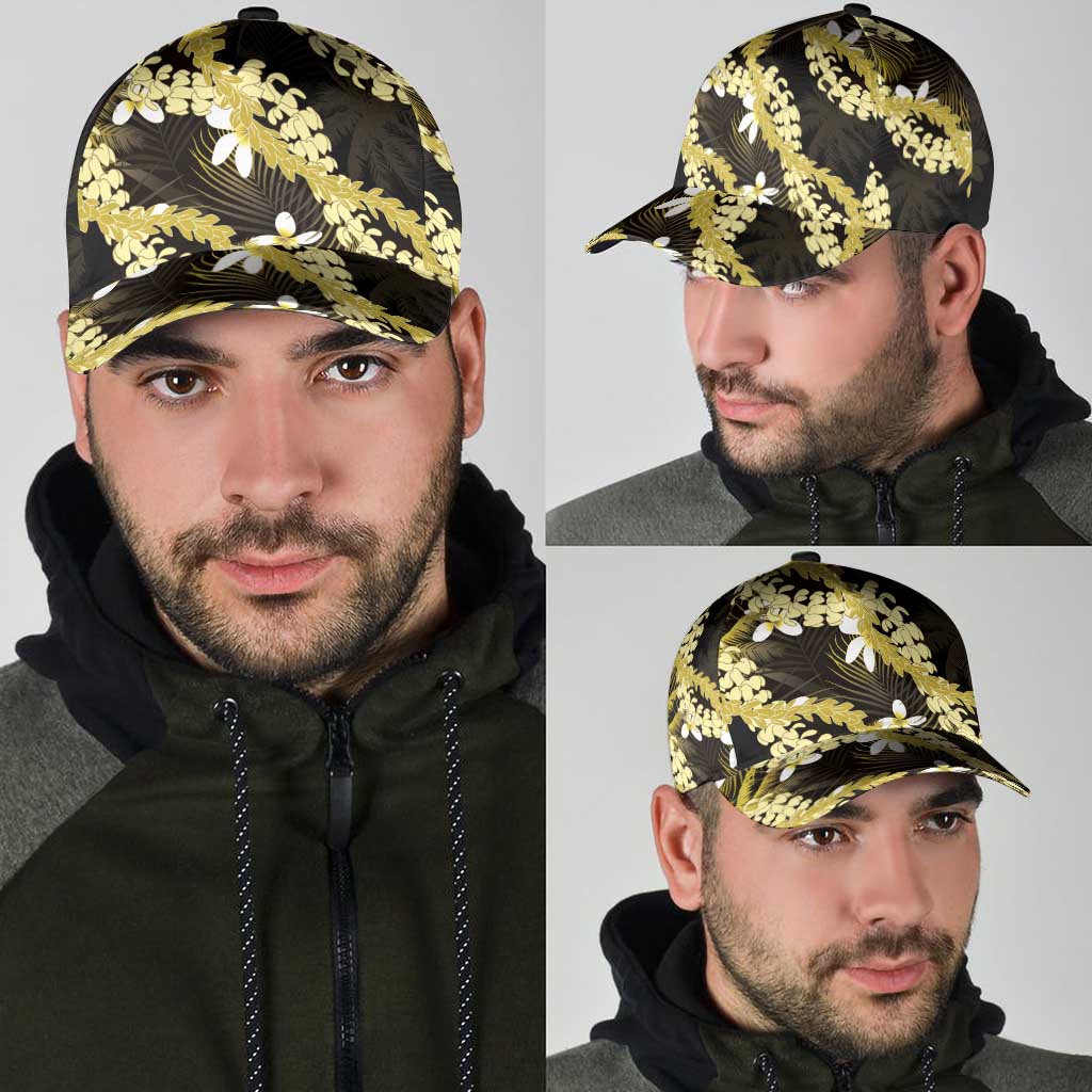 Puakenikeni Maile Lei Classic Cap Frangipani Yellow Tropical Leaves LT01 - Polynesian Pride