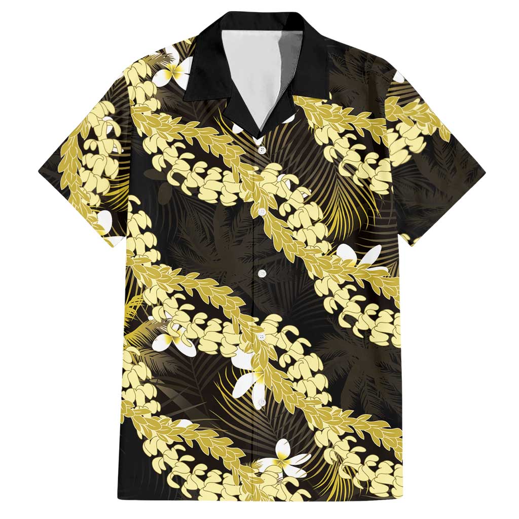 Puakenikeni Maile Lei Hawaiian Shirt Frangipani Yellow Tropical Leaves LT01 Yellow - Polynesian Pride