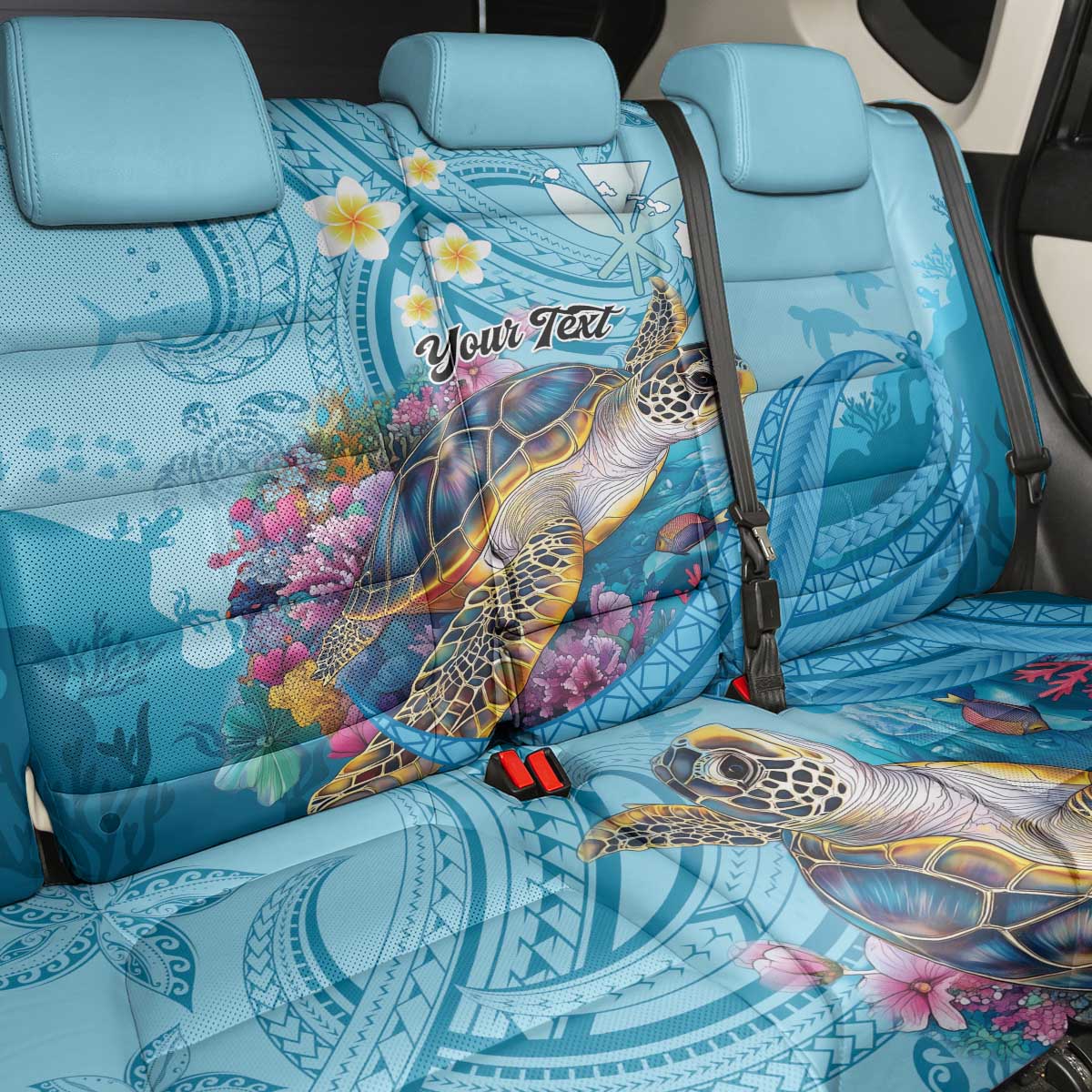 Personalized Hawaii Sea Turtle Back Car Seat Cover Hawaii Map Ocean Vibes LT01 - Polynesian Pride