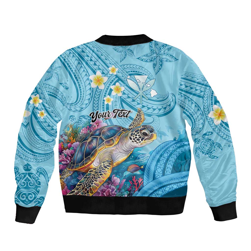 Personalized Hawaii Sea Turtle Bomber Jacket Hawaii Map Ocean Vibes LT01 - Polynesian Pride