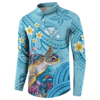 Personalized Hawaii Sea Turtle Button Sweatshirt Hawaii Map Ocean Vibes LT01 - Polynesian Pride