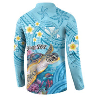 Personalized Hawaii Sea Turtle Button Sweatshirt Hawaii Map Ocean Vibes LT01 - Polynesian Pride