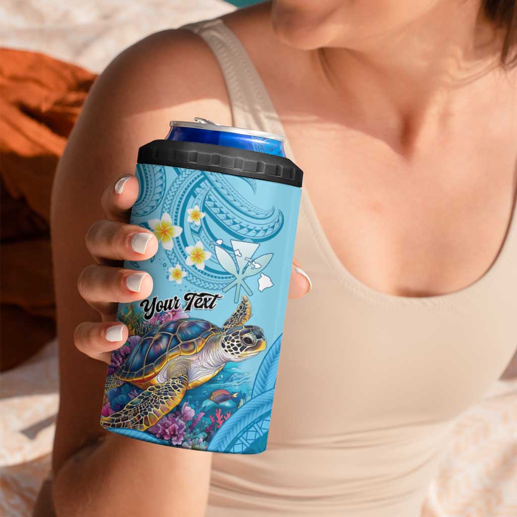 Personalized Hawaii Sea Turtle 4 in 1 Can Cooler Tumbler Hawaii Map Ocean Vibes LT01 - Polynesian Pride