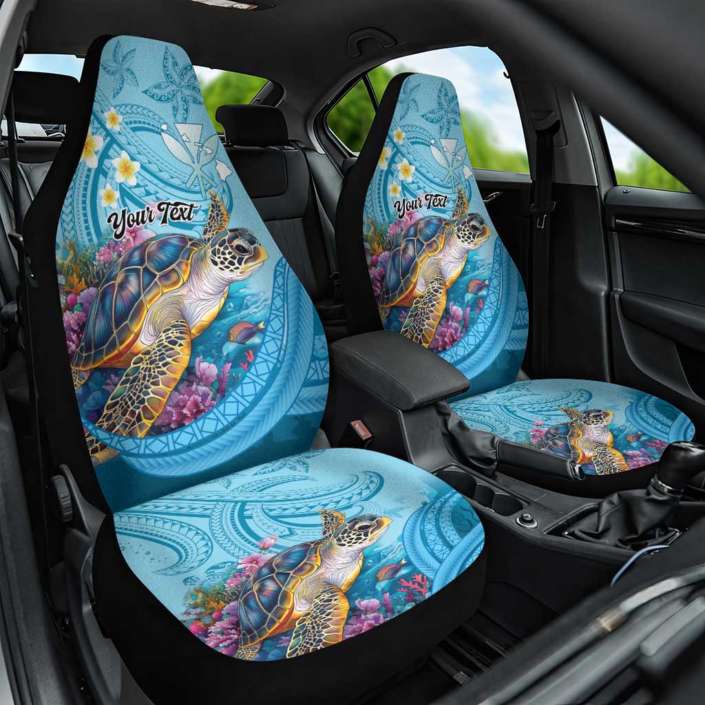 Personalized Hawaii Sea Turtle Car Seat Cover Hawaii Map Ocean Vibes LT01 One Size Blue - Polynesian Pride