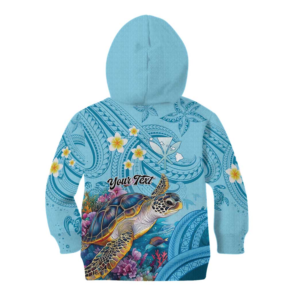 Personalized Hawaii Sea Turtle Kid Hoodie Hawaii Map Ocean Vibes LT01 - Polynesian Pride