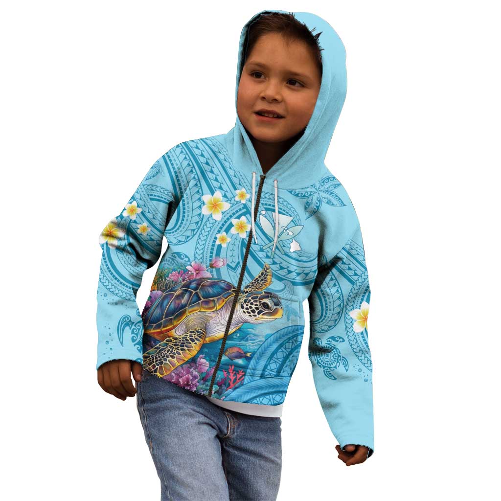 Personalized Hawaii Sea Turtle Kid Hoodie Hawaii Map Ocean Vibes LT01 - Polynesian Pride
